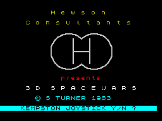 3D Space Wars title screen for ZX Spectrum